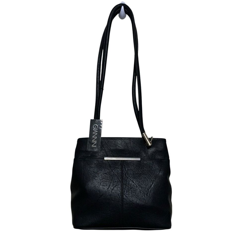 Gianni Shoulder Handbag Black Multi-Pockets Faux Leather NEW Size Medium - Picture 1 of 13